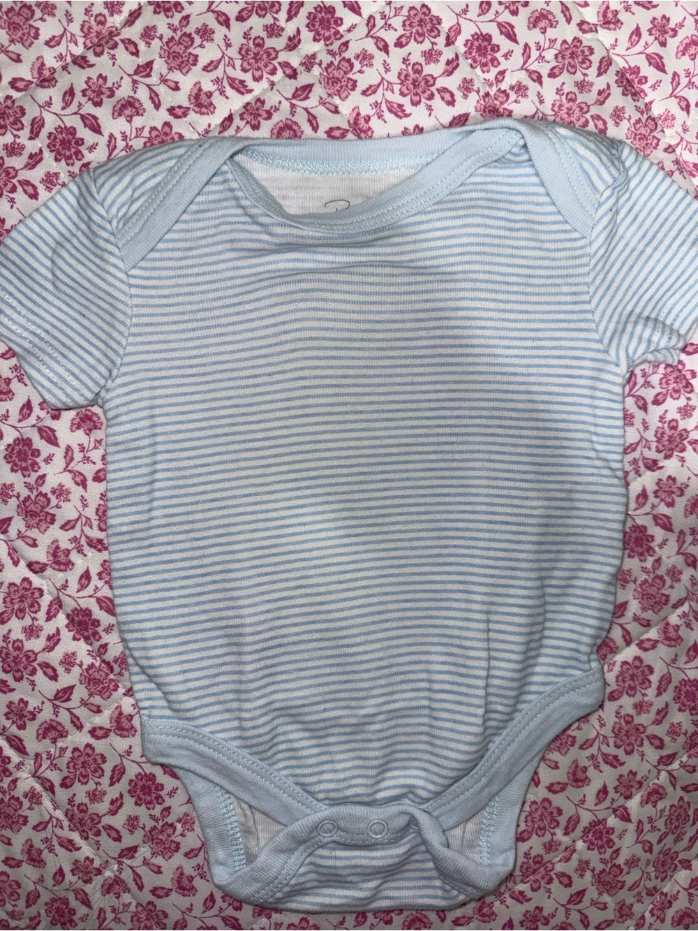 Rene Rofe Light Blue & White Striped Baby Bodysuit
